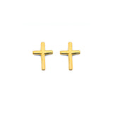 14K Yellow Gold Plain Cross Push Back Earrings