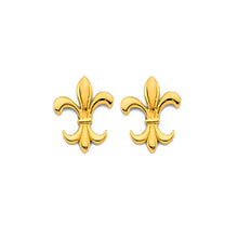 Load image into Gallery viewer, 14K Yellow Gold Fleur De Lis Push Back Earrings