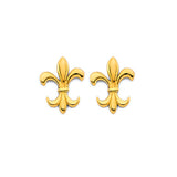 14K Yellow Gold Fleur De Lis Push Back Earrings