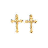 14K Yellow Gold Crucifix Push Back Earrings