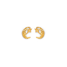 Load image into Gallery viewer, 14K Yellow Gold Moon And Star Push Back Earrings