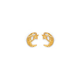 14K Yellow Gold Moon And Star Push Back Earrings