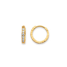 Load image into Gallery viewer, 14K Yellow Gold Side DC CZ Huggies Earrings