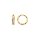 14K Yellow Gold Side DC CZ Huggies Earrings