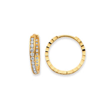 Load image into Gallery viewer, 14K Yellow Gold 15mm Side DC CZ Huggies Earrings