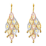 14K Tri Color Gold DC Chandelier Hanging Earrings