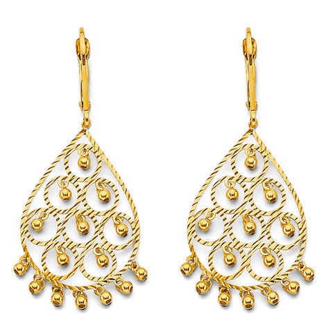 14K Yellow Gold DC Chandelier Hanging Earrings