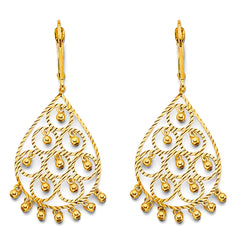 14K Yellow Gold DC Chandelier Hanging Earrings