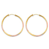 14K Tri Color Gold 30mm DC Greek Design Hoop Earrings