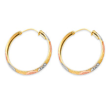 Load image into Gallery viewer, 14K Tri Color Gold DC Heart Hoop Earrings