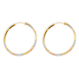 14K Tri Color Gold 35mm DC Heart Hoop Earrings