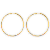 14K Tri Color Gold 45mm DC Heart Hoop Earrings