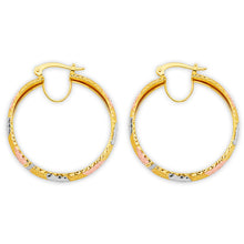 Load image into Gallery viewer, 14K Tri Color Gold 40mm DC Hoop Earrings