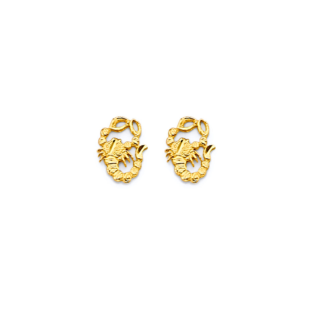 14K Yellow Gold Scorpion Push Back Earrings