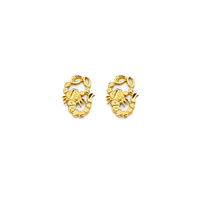 14K Yellow Gold Scorpion Push Back Earrings