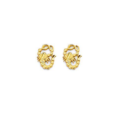 14K Yellow Gold Scorpion Push Back Earrings