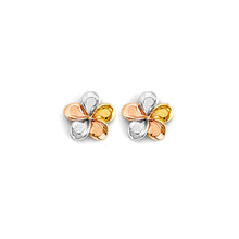 Load image into Gallery viewer, 14K Tri Color Gold Flower Push Back Earrings