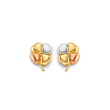 Load image into Gallery viewer, 14K Tri Color Gold Clover Push Back Earrings