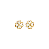 14K Yellow Gold Clover Push Back Earrings