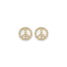 Load image into Gallery viewer, 14K Yellow Gold CZ Peace Push Back Earrings