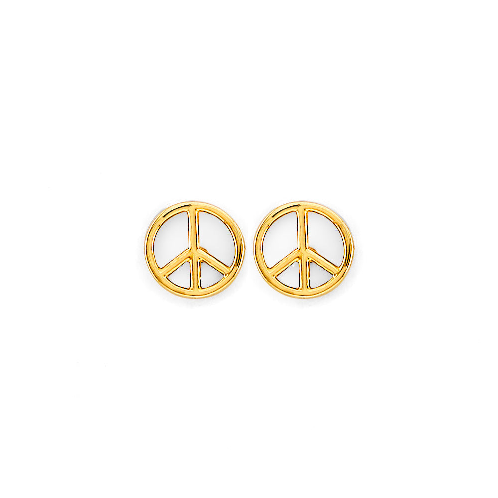 14K Yellow Gold Peace Push Back Earrings