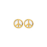 14K Yellow Gold Peace Push Back Earrings