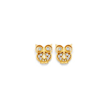 Load image into Gallery viewer, 14K Yellow Gold CZ Owl Push Back Earrings