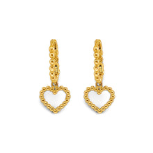 Load image into Gallery viewer, 14K Yellow Gold Bead Heart Huggies Earrings