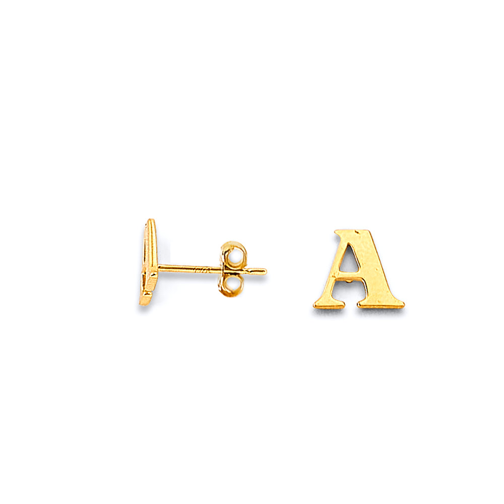 14K Yellow Gold Initial Earrings