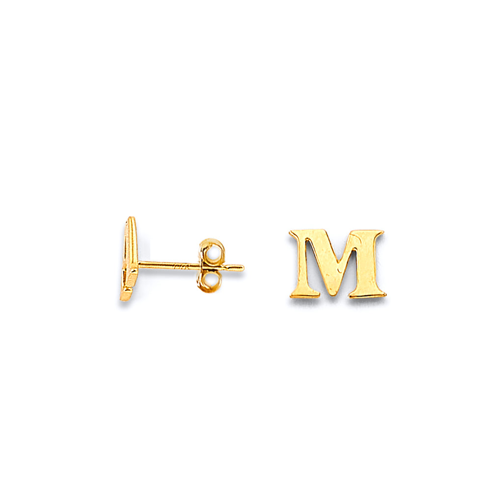 14K Yellow Gold Initial Earrings