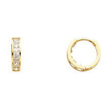 Load image into Gallery viewer, 14K Yellow Gold CZ Huggies Earrings