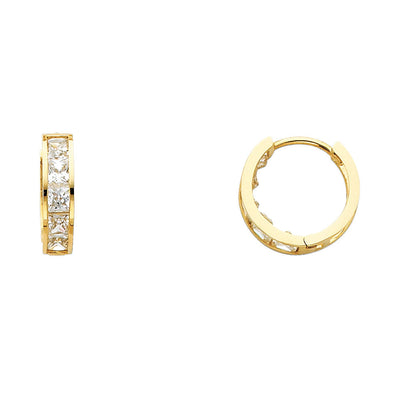 14K Yellow Gold CZ Huggies Earrings