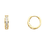 14K Yellow Gold CZ Huggies Earrings