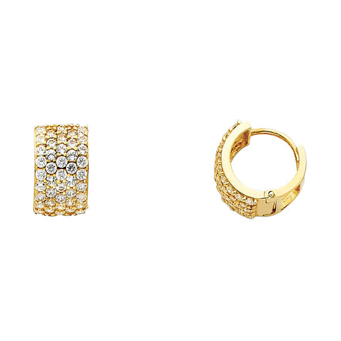 14K Yellow Gold Round CZ Huggies Earrings