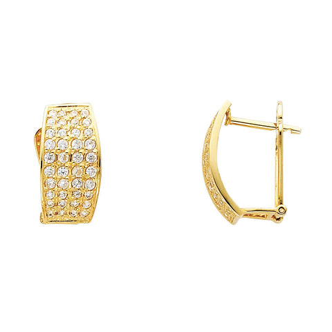 14K Yellow Gold Cuff CZ Huggies Earrings