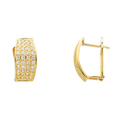 14K Yellow Gold Cuff CZ Huggies Earrings