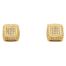 Load image into Gallery viewer, 14K Yellow Gold CZ Square Earrings