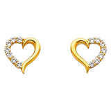 14K Yellow Gold Heart CZ Earrings