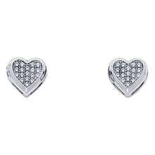 Load image into Gallery viewer, 14K White Gold CZ Heart Earrings