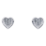 14K White Gold CZ Heart Earrings