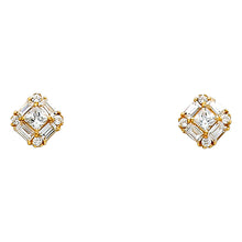 Load image into Gallery viewer, 14K Yellow Gold Square CZ Earrings