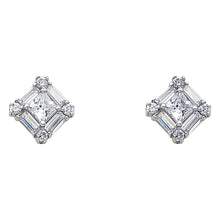 Load image into Gallery viewer, 14K White Gold Diamond CZ Earrings