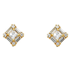14K Yellow Gold Diamond CZ Earrings