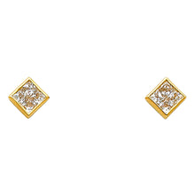 Load image into Gallery viewer, 14K Yellow Gold 6mm Square CZ Earrings