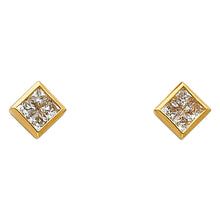 Load image into Gallery viewer, 14K Yellow Gold 7mm Square CZ Earrings