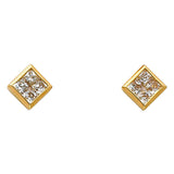 14K Yellow Gold 7mm Square CZ Earrings