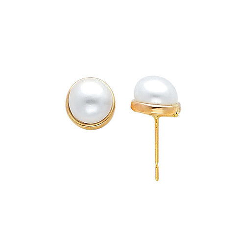 14K Yellow Gold Pearl Earrings