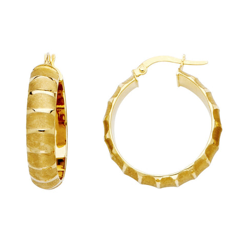 14K Yellow Gold Sand M Hoop Earrings