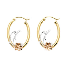 Load image into Gallery viewer, 14K Tri Color Gold Small F Earrings With Herat Dolphin