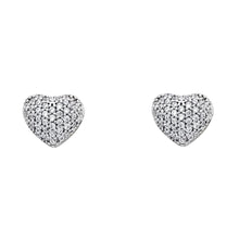 Load image into Gallery viewer, 14K White Gold Heart CZ Earrings